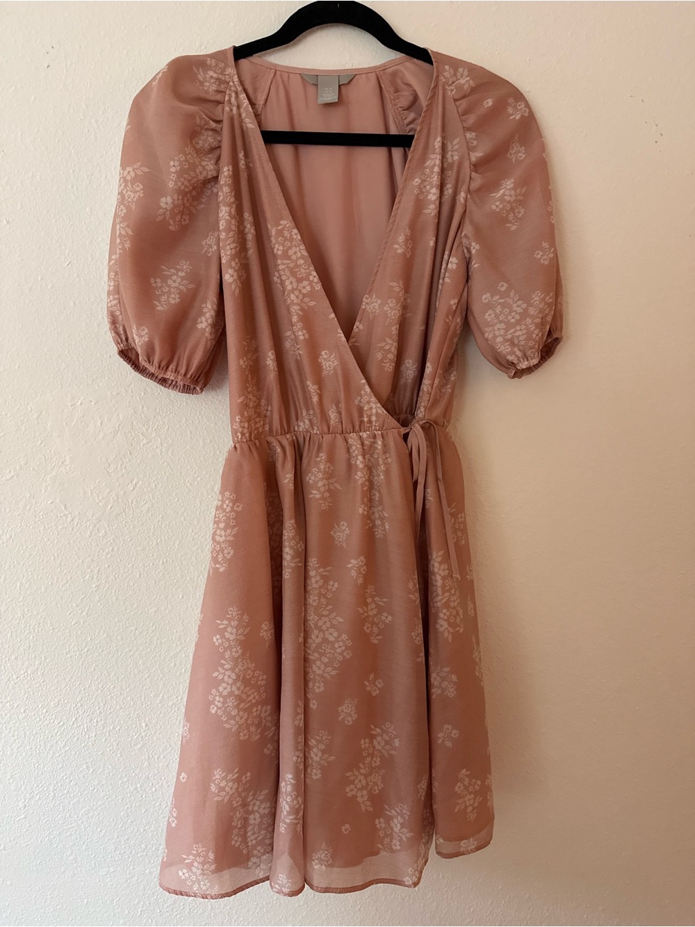 H&M Dusty Rose Floral Wrap Mini Dress